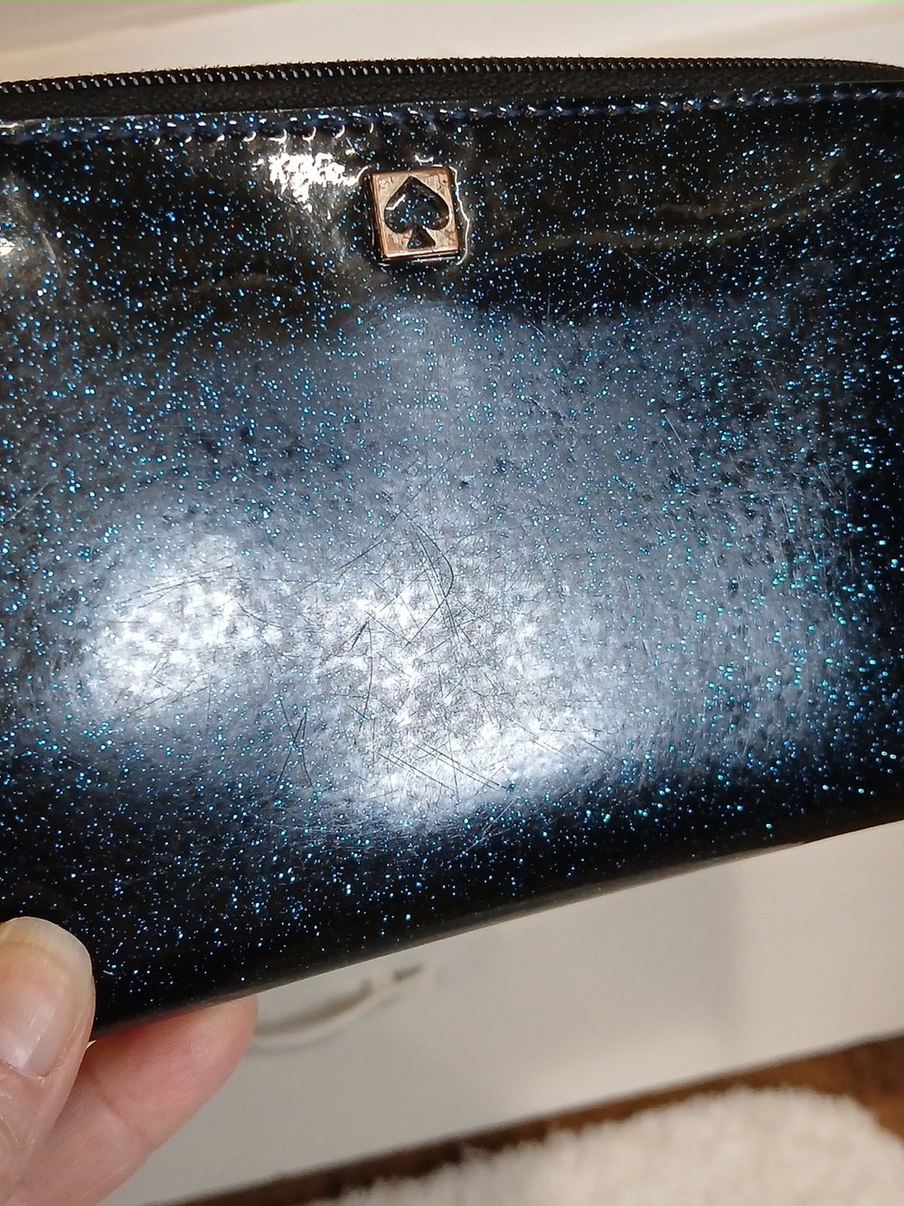Kate Spade Midnight Blue Glitter Bug zip-around wallet - Picture 7 of 8